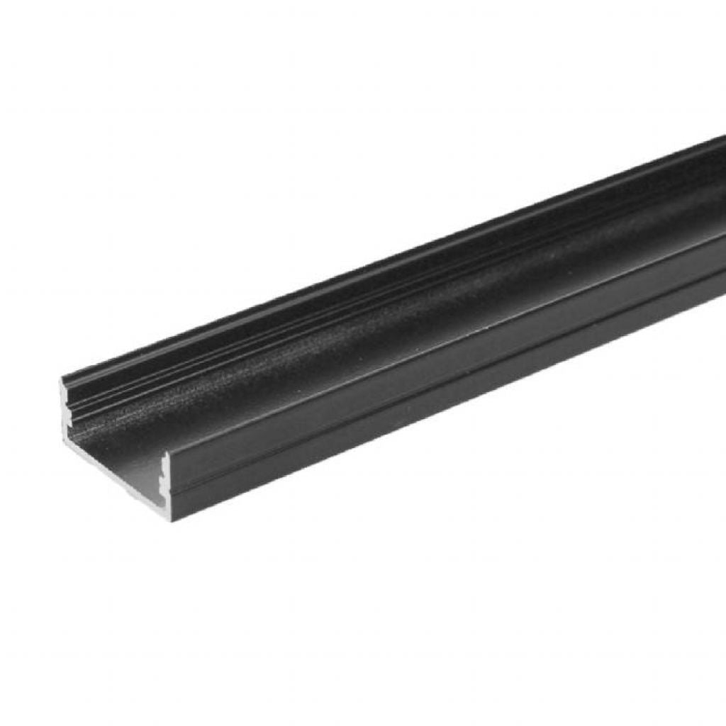 V-TAC Profilo Lineare per Strip LED con larghezza fino a 21.5mm in Alluminio Colore Nero con Copertura Nera Opaca 2000x23.5x9.8mm
