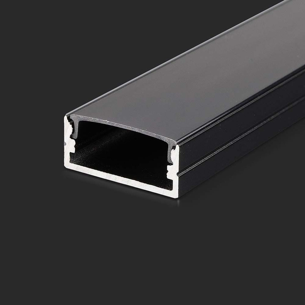 V-TAC Profilo Lineare per Strip LED con larghezza fino a 12.5mm in Alluminio Colore Nero con Copertura Nera Opaca 2000x17.2x14.4mm