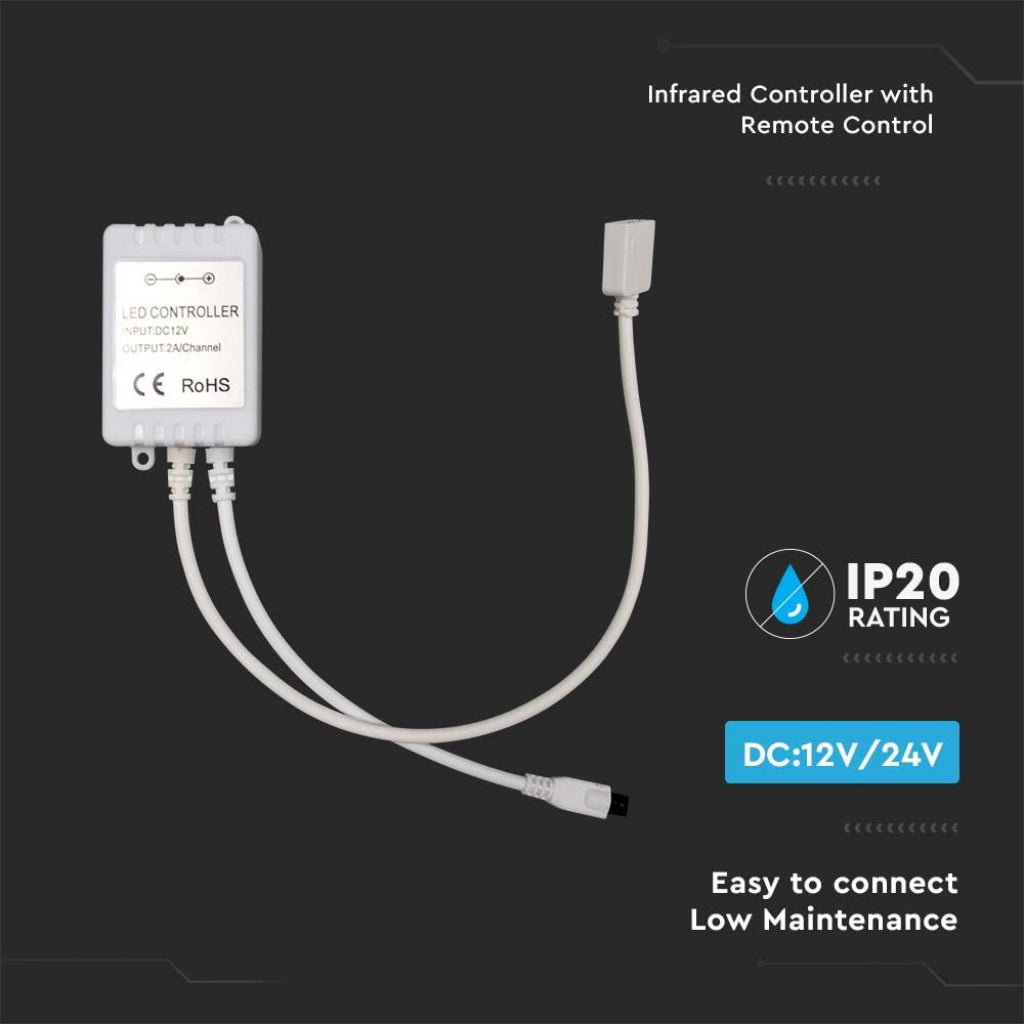 V-TAC Controller per Strip LED 3in1+RGB 5 Canali con Telecomando 28 Tasti a Infrarossi