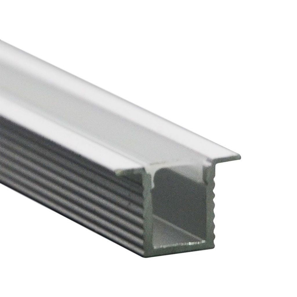 V-TAC Profilo Lineare a Incasso per Strip LED con larghezza fino a 7mm in Alluminio Colore Silver con Copertura Opaca 2000x12.4x9mm