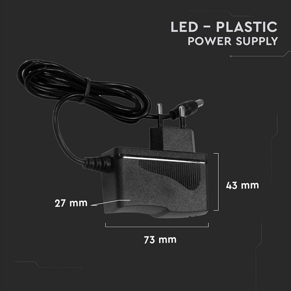 V-TAC Alimentatore in Plastica 18W 12V 1.5A Plug&Play con Jack 2.1 Colore Nero Cavo da 1.2m IP44