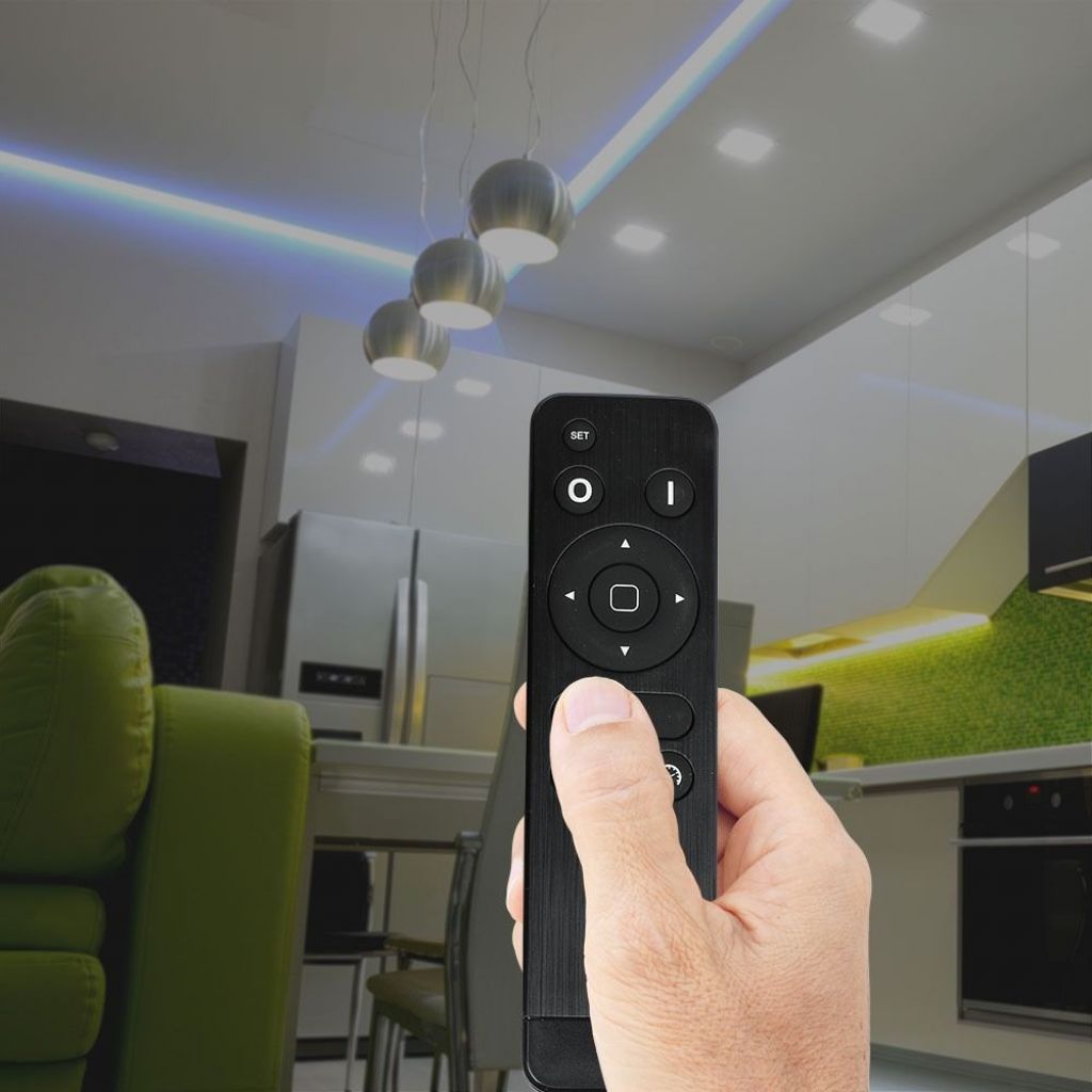 V-TAC Controller Dimmer Sync 1 Canale con Porta RJ45 e Telecomando RF per Strisce LED Monocolore 12-24V, 25A, Fino a 300W
