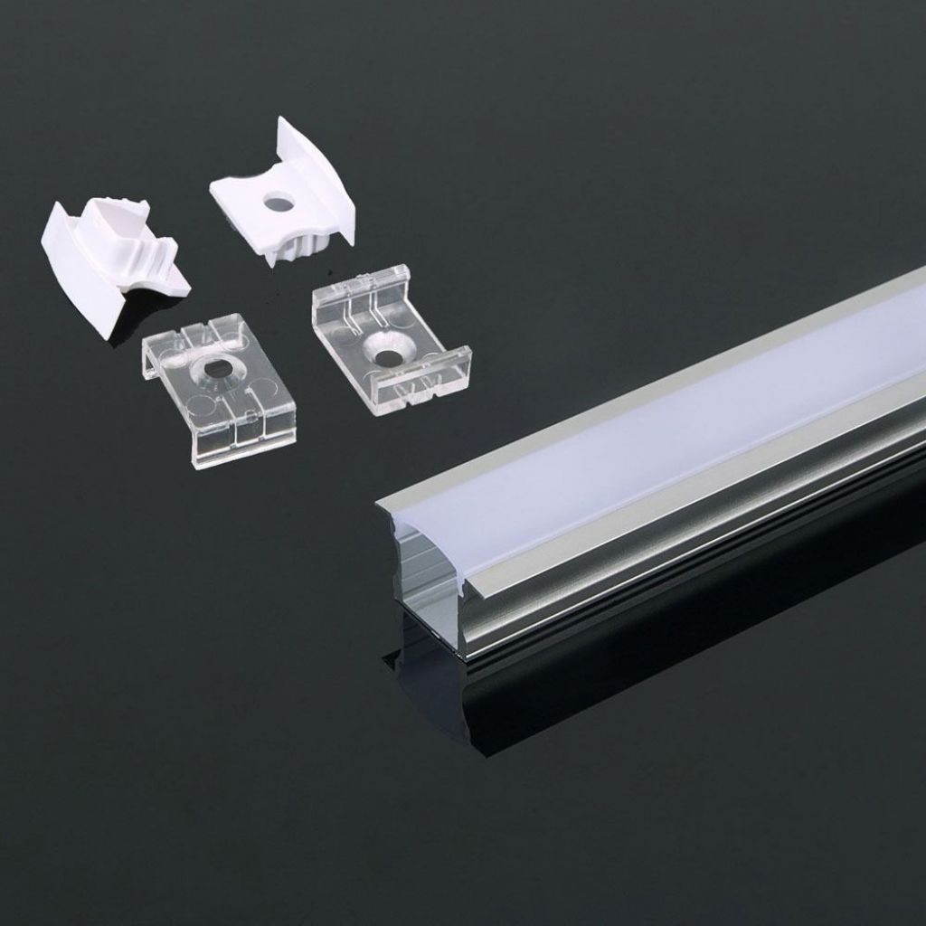V-TAC Profilo Lineare a Incasso per Strip LED con larghezza fino a 12mm in Alluminio Colore Silver con Copertura Opaca 2000x24x14.2mm