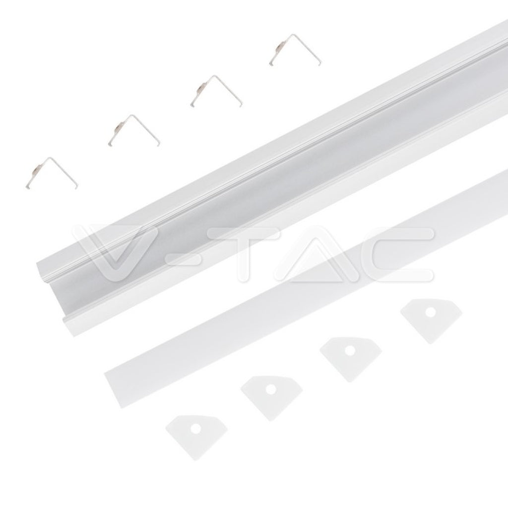 V-TAC Profilo in Alluminio Angolare Colore Silver per Strip LED (Max l: 12,1mm) Copertura Satinata 2000 x 19 x 19mm