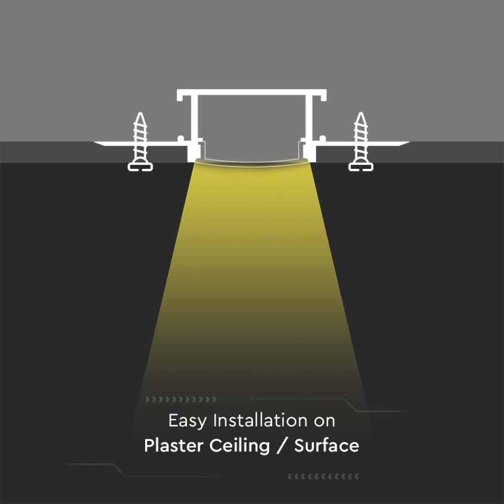 V-TAC Profilo in Alluminio Colore Silver per Doppia Strip LED ad Incasso per Cartongesso (Max l: 20,7mm) Copertura Satinata 2000 x 61,5mm