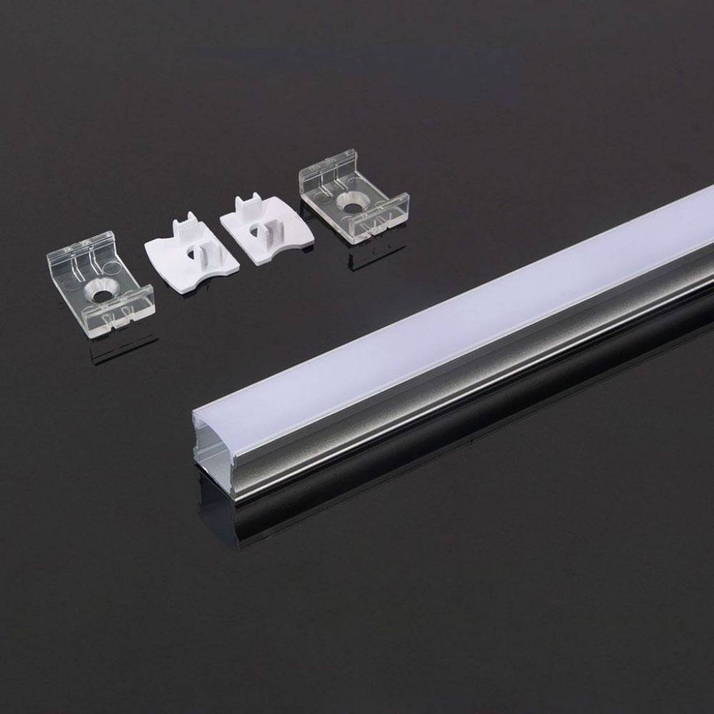 V-TAC Profilo Lineare per Strip LED con larghezza fino a 12.5mm in Alluminio Colore Bianco con Copertura Opaca 2000x17.2x14.4mm