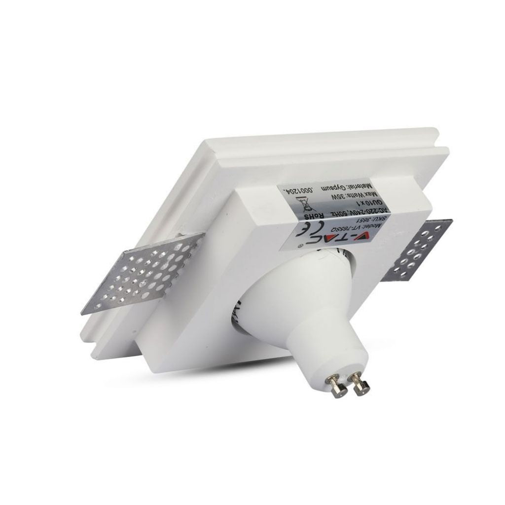 V-TAC Portafaretto LED da Incasso Quadrato GU10 e GU5.3 (MR16) Corpo in Gesso Bianco