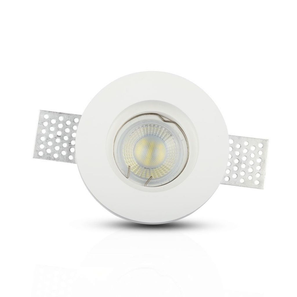 V-TAC Portafaretto LED da Incasso Rotondo GU10 e GU5.3 (MR16) Corpo in Gesso Bianco