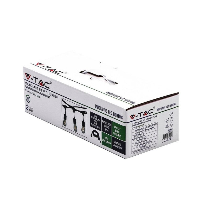 V-TAC Catenaria 15m con 15 Attacchi E27 IP65