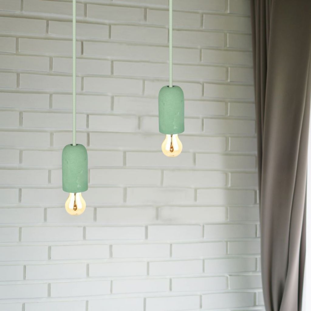 V-TAC Lampadario LED a Cilindro in Calcestruzzo con Portalampada E27 (Max 60W) Colore Verde
