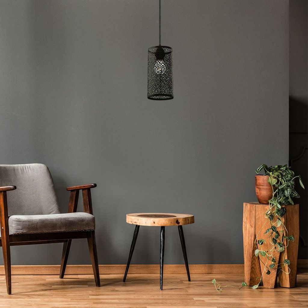 V-TAC Lampadario LED a Cilindro Alveolare in Metallo Satinato con Portalampada E27 Ø13x130cm (Max 60W) Colore Nero Opaco
