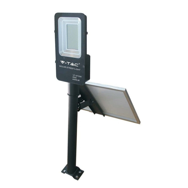 V-TAC Armatura Stradale LED SMD 50W con Pannello Solare e Telecomando, Cavo 1m Colore Nero 4000K IP65