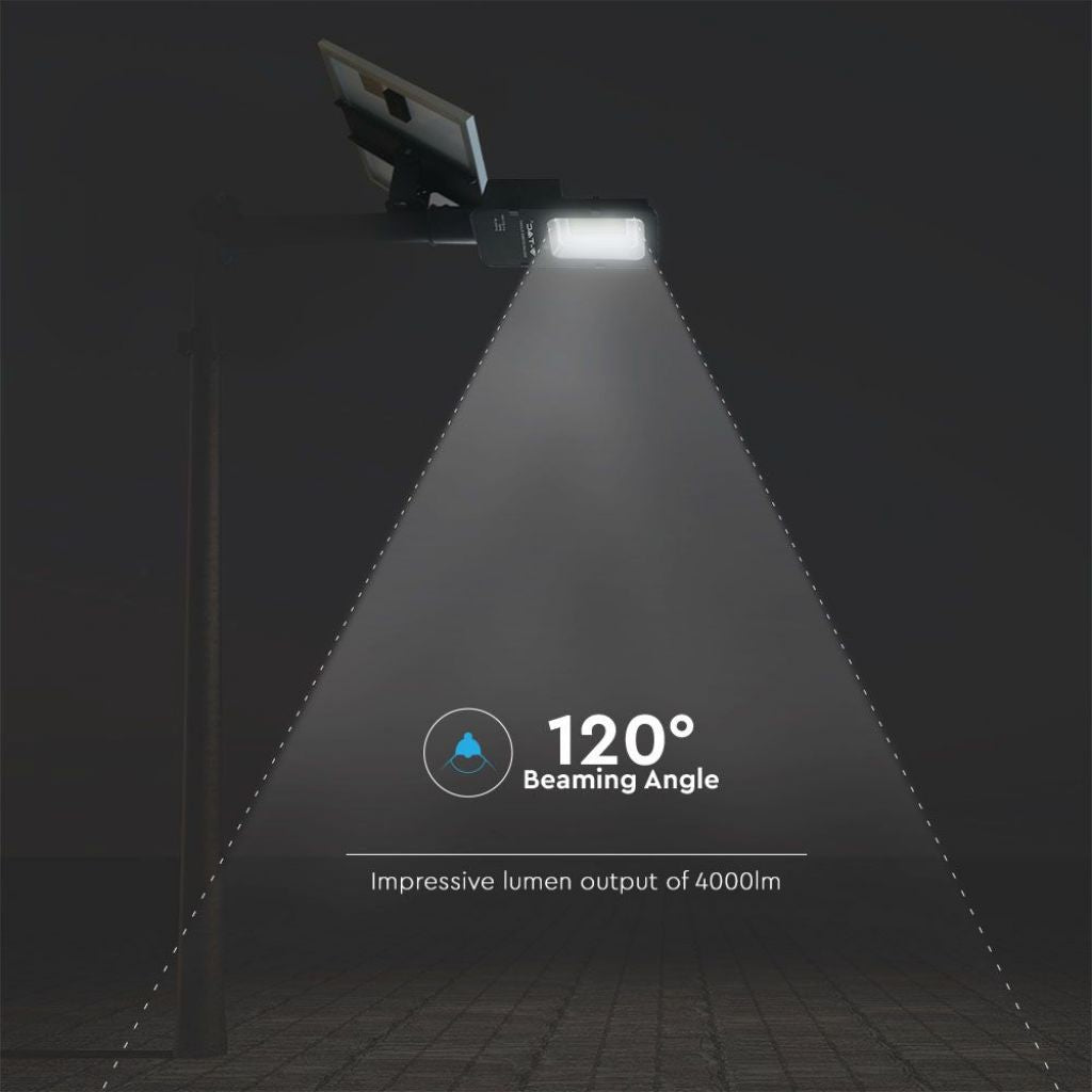 V-TAC Armatura Stradale LED SMD 50W con Pannello Solare e Telecomando, Cavo 1m Colore Nero 4000K IP65
