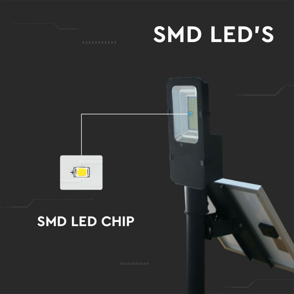 V-TAC Armatura Stradale LED SMD 50W con Pannello Solare e Telecomando, Cavo 1m Colore Nero 4000K IP65