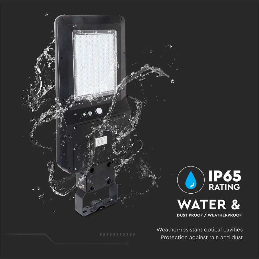 V-TAC Armatura Stradale LED SMD 40W 120LM/W con Pannello Solare, Sensore PIR e Telecomando, Colore Nero 4000K IP65