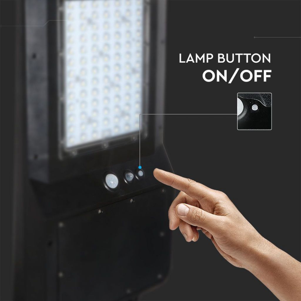V-TAC Armatura Stradale LED SMD 40W 120LM/W con Pannello Solare, Sensore PIR e Telecomando, Colore Nero 4000K IP65