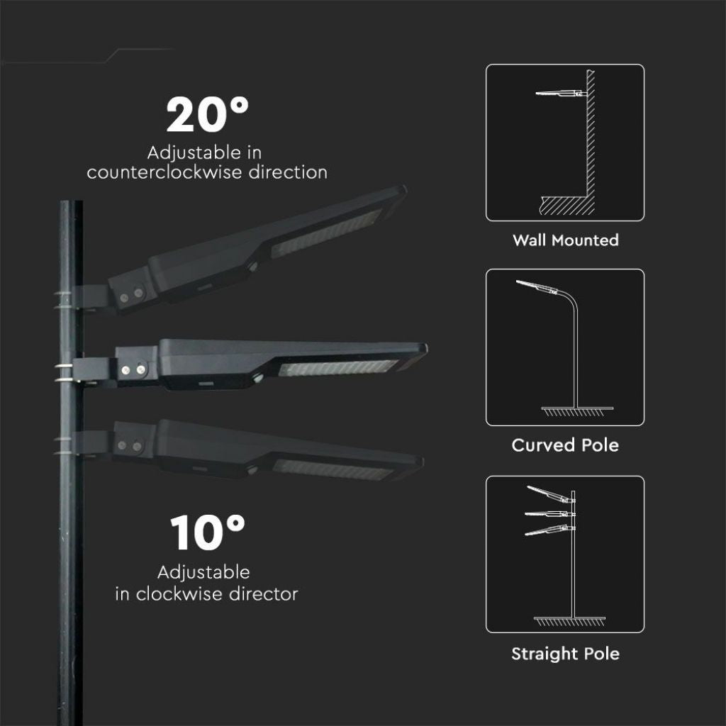 V-TAC Armatura Stradale LED SMD 40W 120LM/W con Pannello Solare, Sensore PIR e Telecomando, Colore Nero 4000K IP65