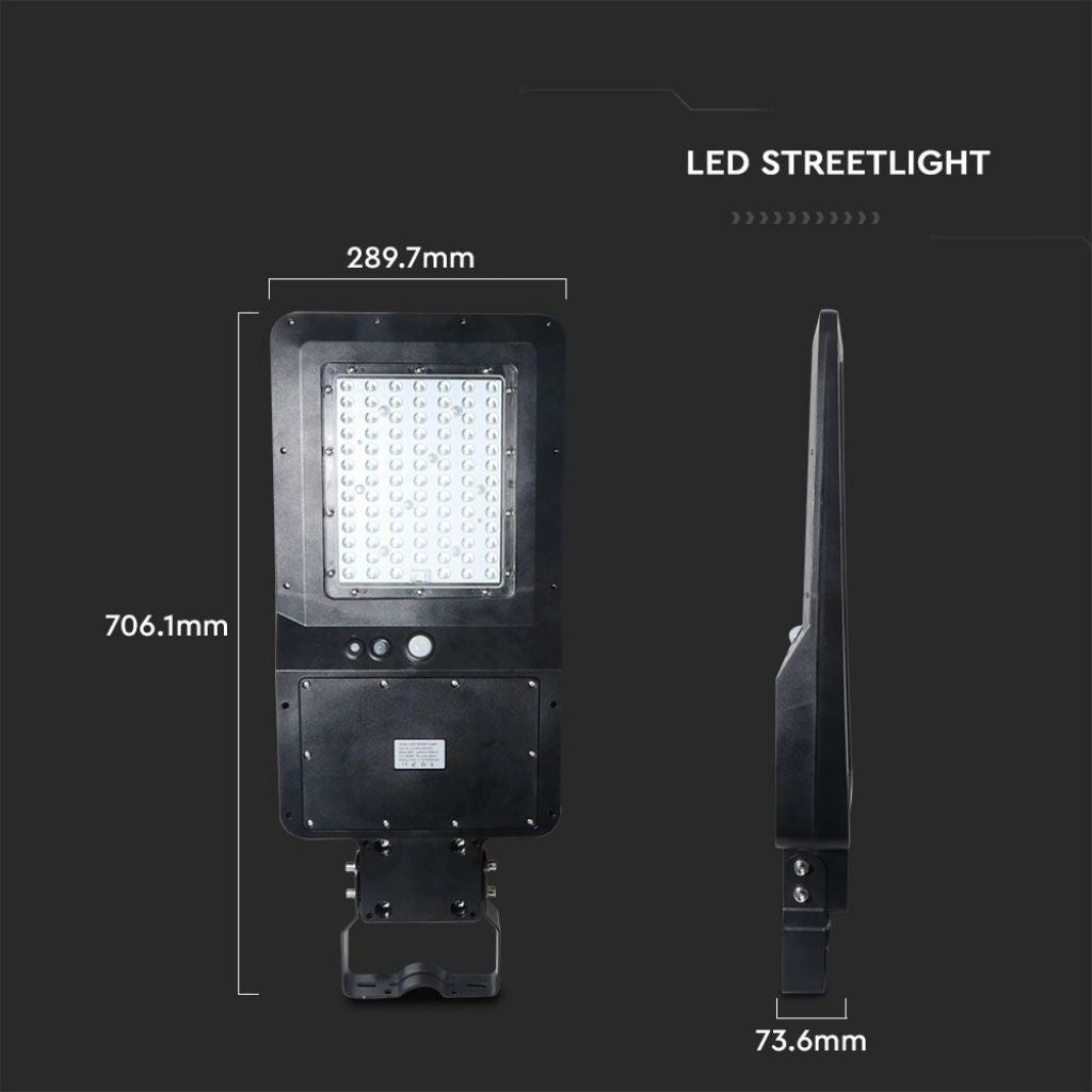 V-TAC Armatura Stradale LED SMD 40W 120LM/W con Pannello Solare, Sensore PIR e Telecomando, Colore Nero 4000K IP65