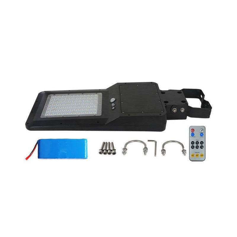 V-TAC Armatura Stradale LED SMD 40W 120LM/W con Pannello Solare, Sensore PIR e Telecomando, Colore Nero 6000K IP65