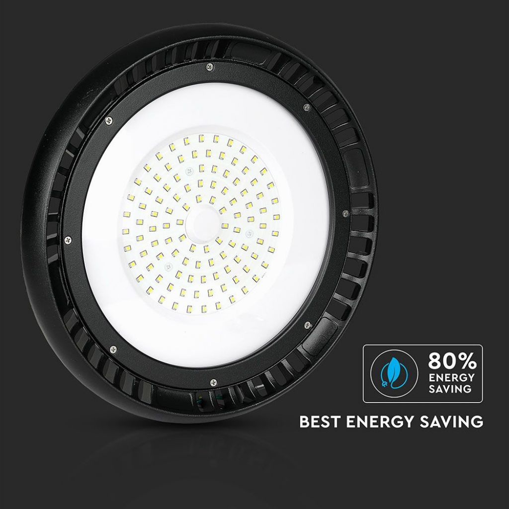 V-TAC PRO Campana Industriale LED Chip Samsung 100W 120LM/W UFO con Driver MeanWell 120° 6400K IP65 Dimmerabile ( 1-10V )