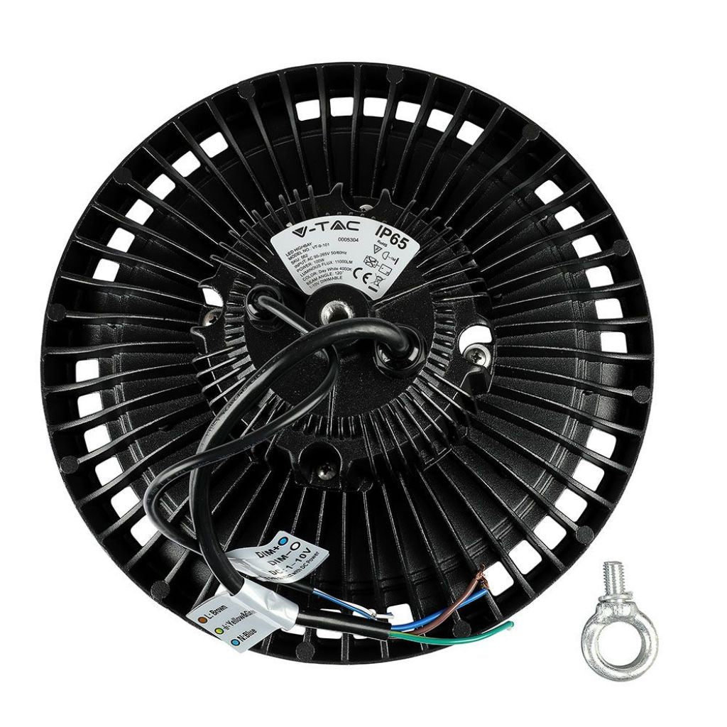 V-TAC PRO Campana Industriale LED Chip Samsung 100W 120LM/W UFO con Driver MeanWell 120° 6400K IP65 Dimmerabile ( 1-10V )
