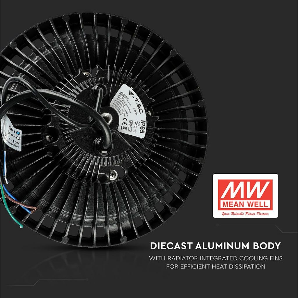 V-TAC PRO Campana Industriale LED Chip Samsung 100W 120LM/W UFO con Driver MeanWell 120° 6400K IP65 Dimmerabile ( 1-10V )