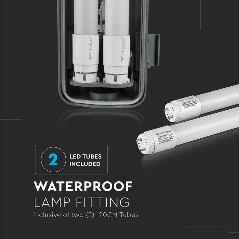 V-TAC Plafoniera LED Doppia Impermeabile 36W 120cm 6400K IP65