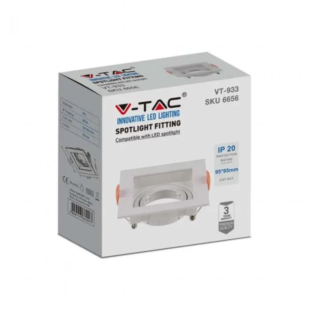 V-TAC Portafaretto LED da Incasso Quadrato GU10 Colore Bianco