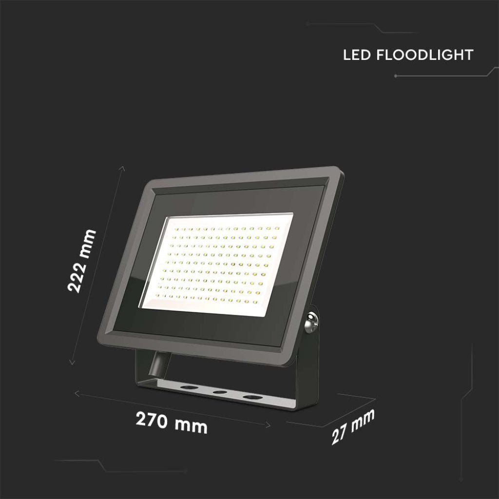 V-TAC Faro LED SMD 100W F-Series con Driver IC Integrato Colore Nero 4000K IP65