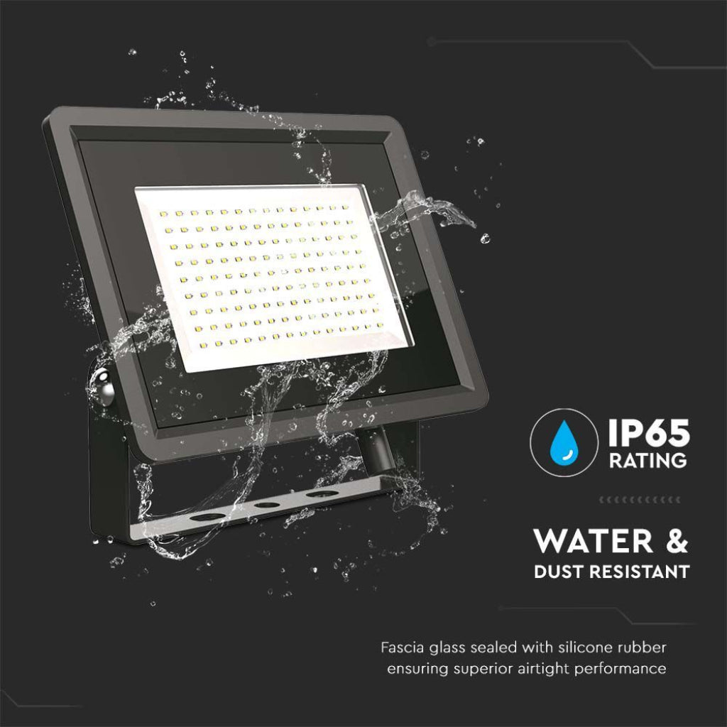 V-TAC Faro LED SMD 100W F-Series con Driver IC Integrato Colore Nero 6400K IP65