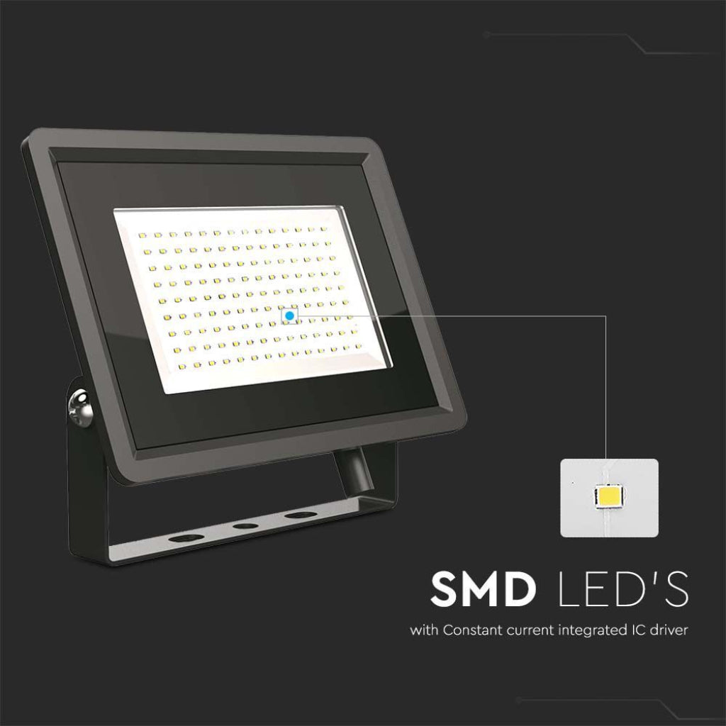 V-TAC Faro LED SMD 100W F-Series con Driver IC Integrato Colore Nero 6400K IP65