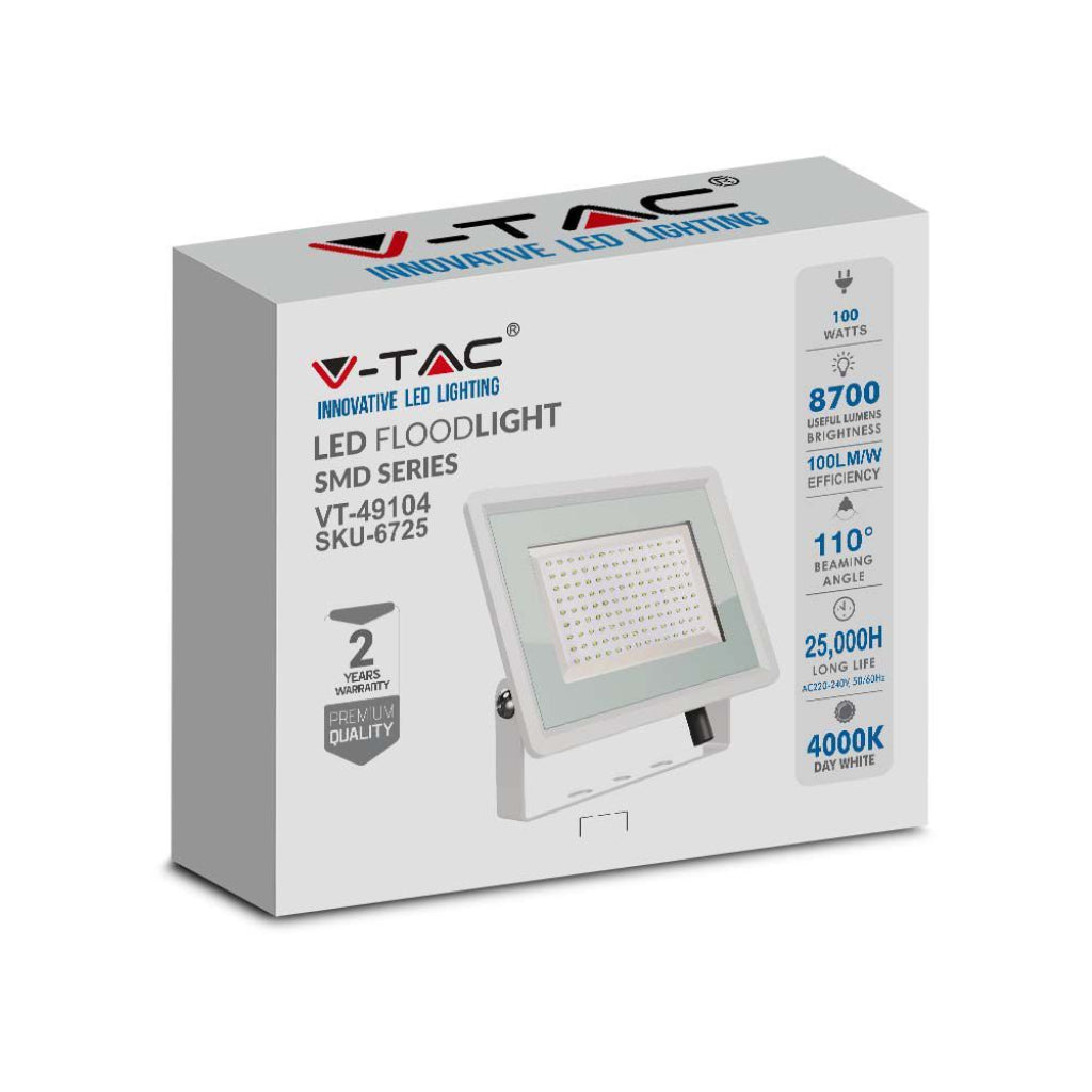V-TAC Faro LED SMD 100W F-Series con Driver IC Integrato Colore Bianco 4000K IP65