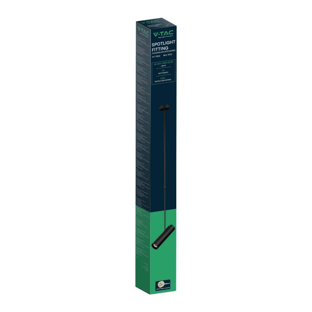 V-TAC Portafaretto LED a Sospensione GU10 Corpo in Alluminio Nero D:60*220MM