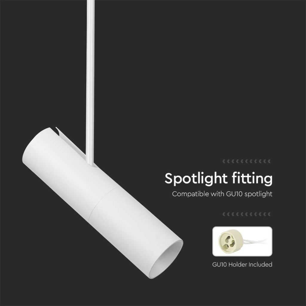 V-TAC Portafaretto LED a Sospensione GU10 Corpo in Alluminio Bianco D:60*220MM