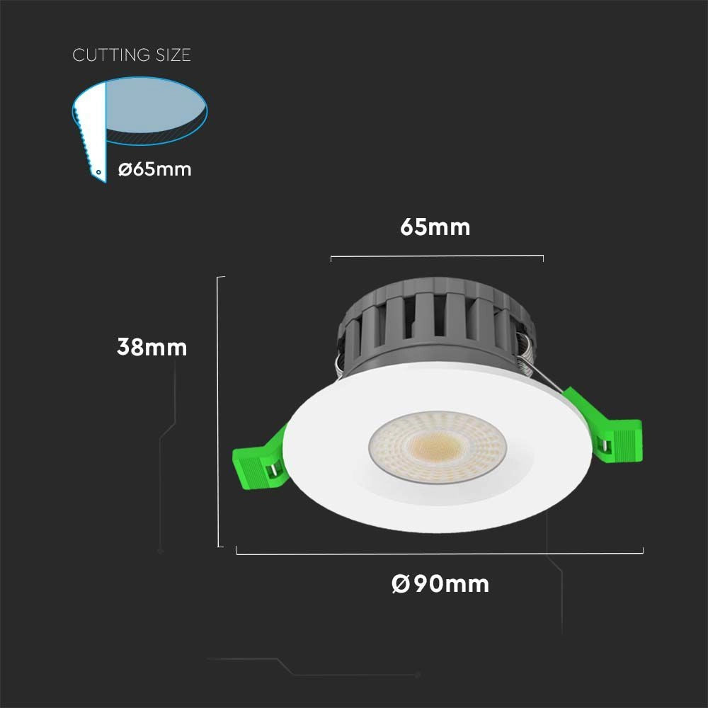V-TAC Faretto LED da Incasso Rotondo 5W-8W Ignifugo Antincendio con Connettore Rapido Incluso Colore Bianco CCT 4in1 IP65