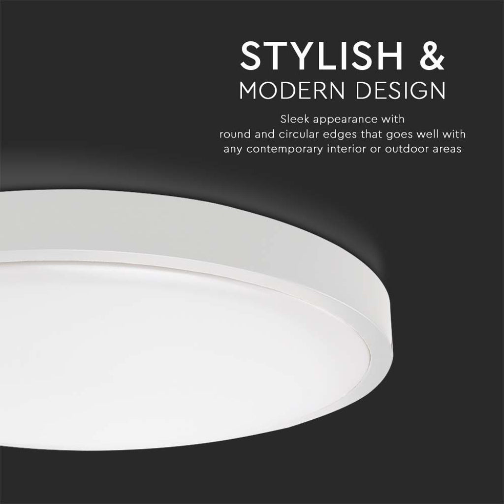 V-TAC Plafoniera LED Rotonda 30W Colore Bianco d: 420mm h: 55mm 6500K IP44