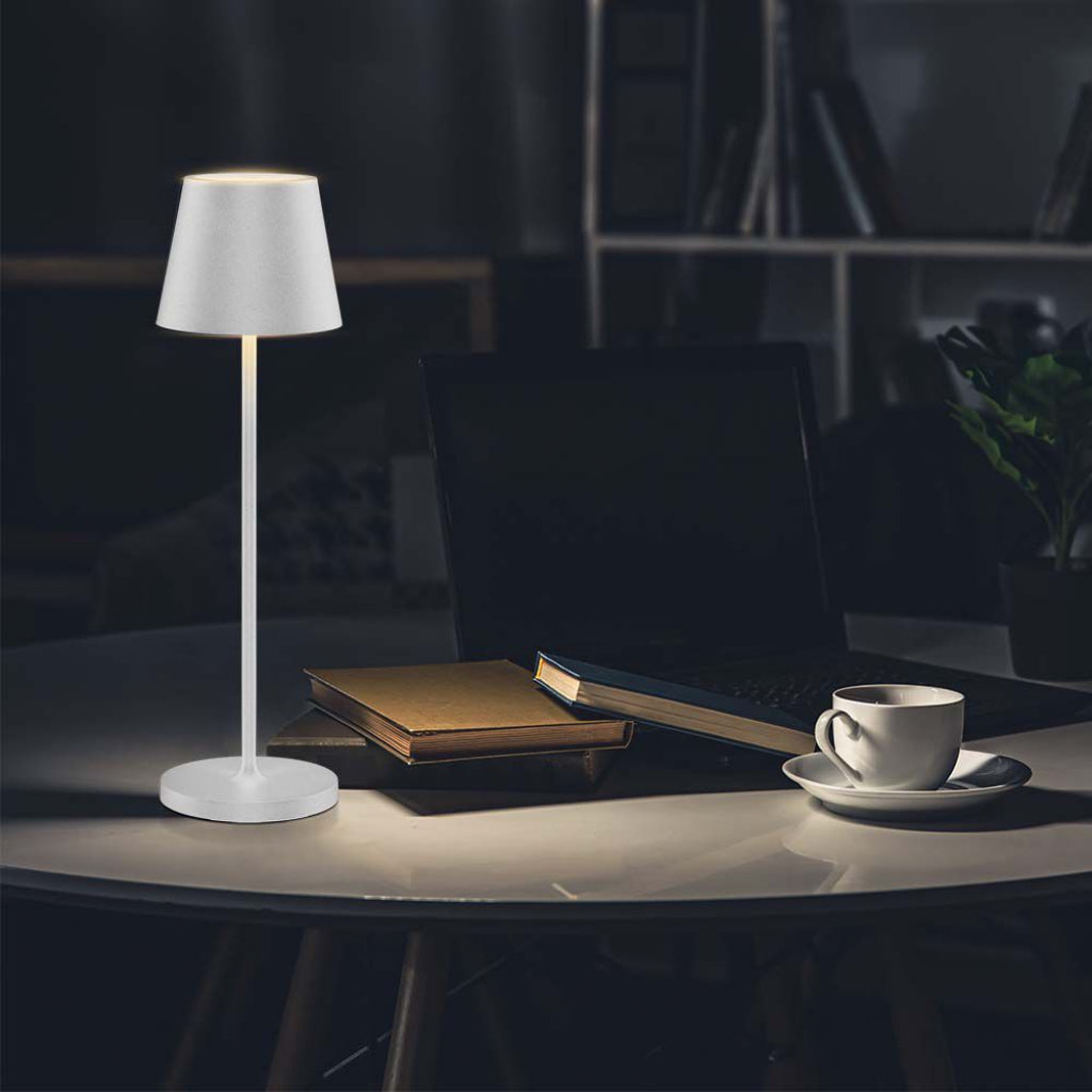 V-TAC Lampada LED da Tavolo 2W Colore Bianco in Alluminio con caricatore Wireless e Touch Dimmerabile 3000K IP54