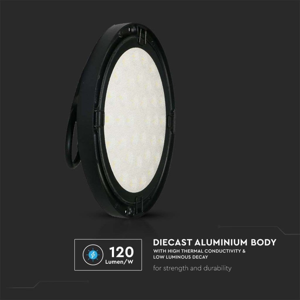 V-TAC Campana LED SMD Industriale 100W 120LM/W UFO Colore Nero 110° 6500K IP65