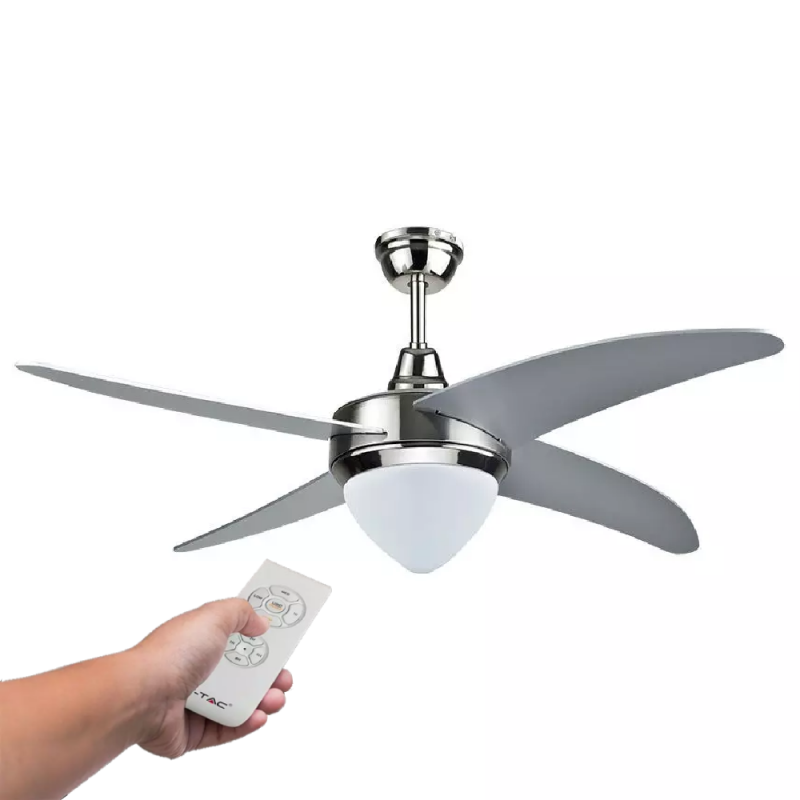V-TAC Ventilatore LED da Soffitto 15W 3 in 1 con Motore a Corrente Alternata da 60W con Telecomando 4 pale