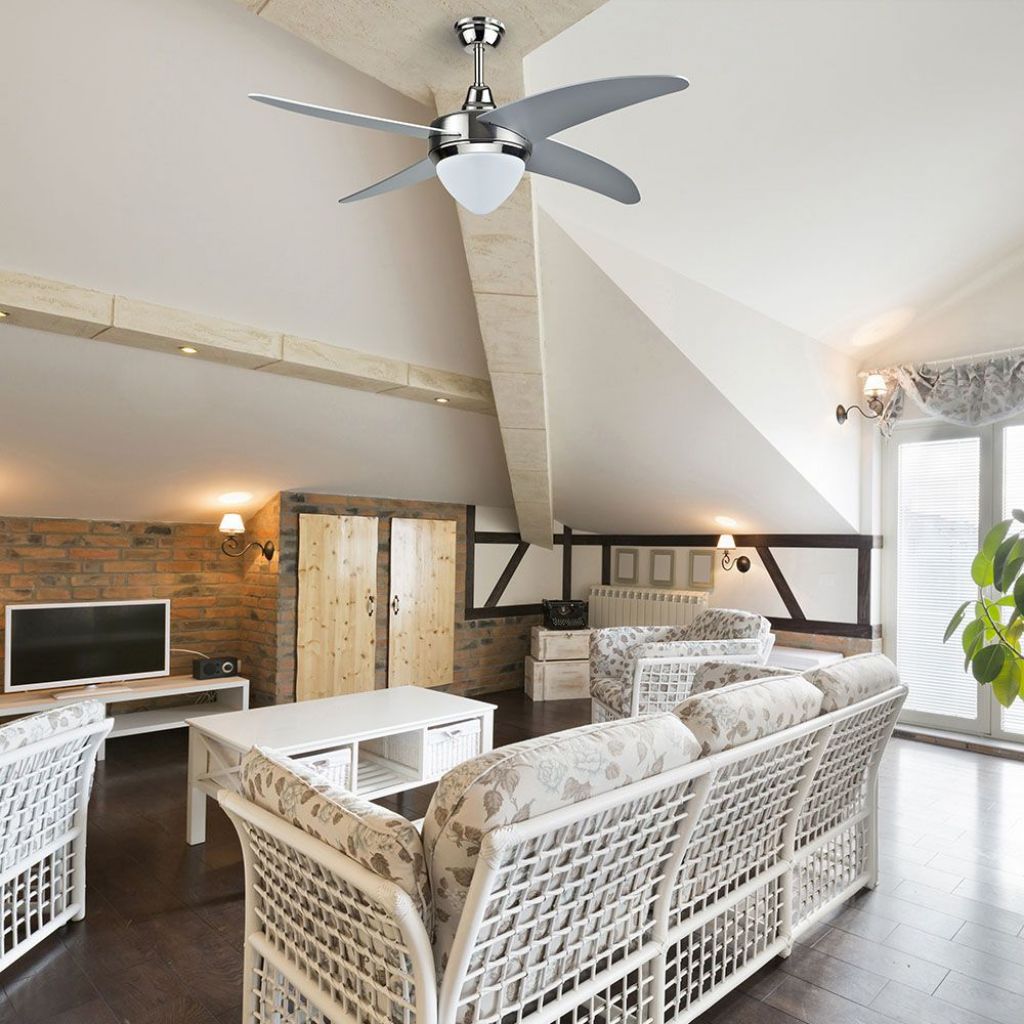 V-TAC Ventilatore LED da Soffitto 15W 3 in 1 con Motore a Corrente Alternata da 60W con Telecomando 4 pale
