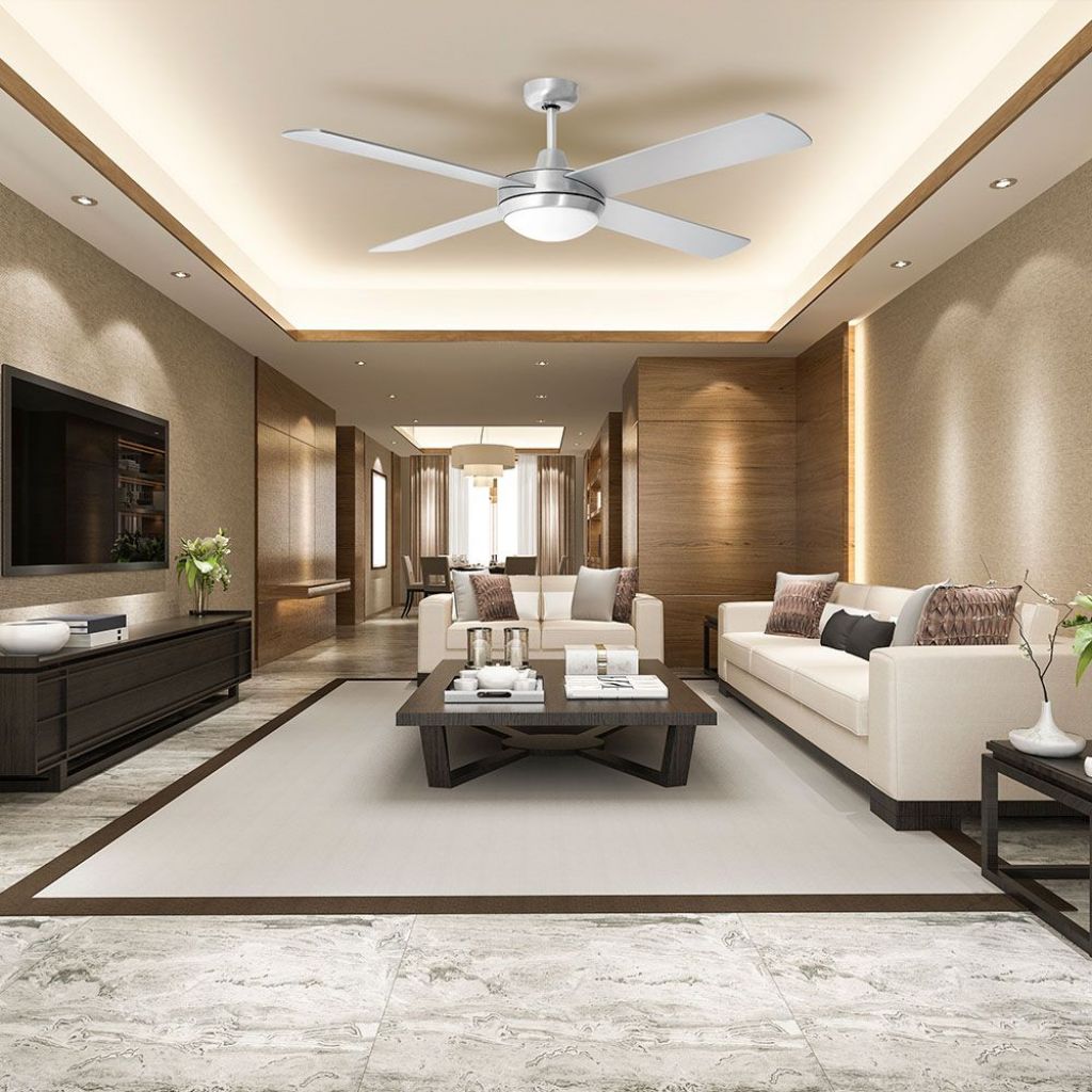 V-TAC Ventilatore LED da Soffitto 2*E27 con Motore a Corrente Alternata da 60W con Telecomando 4 pale