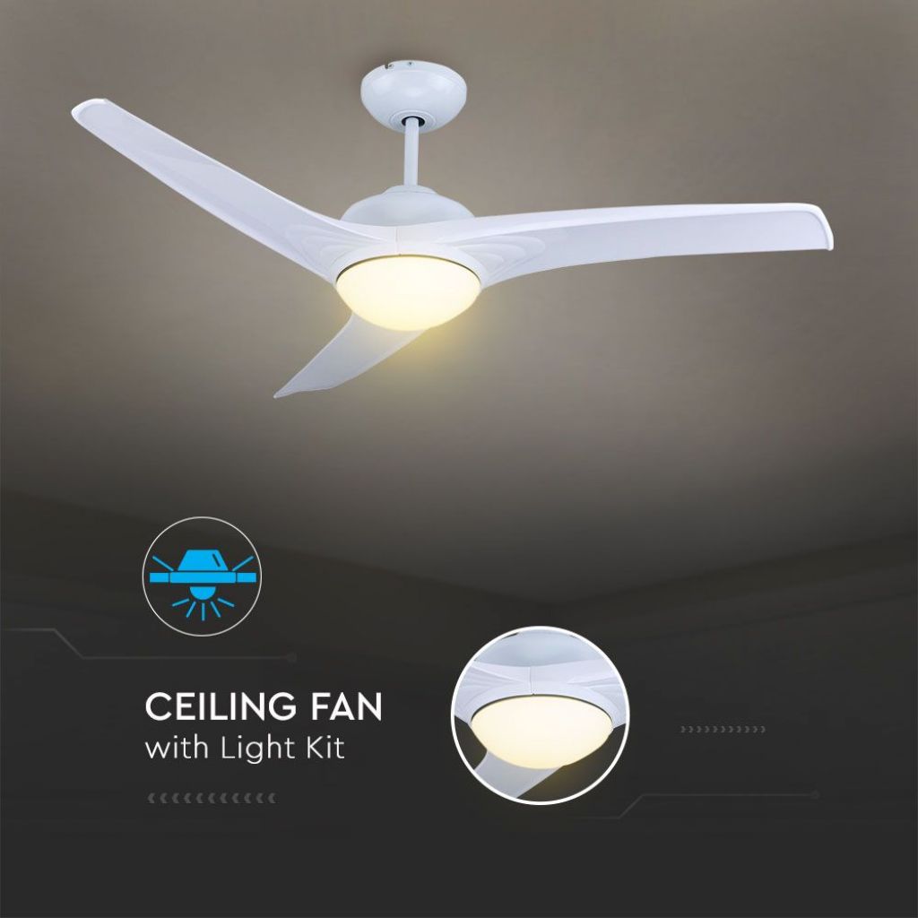 V-TAC Ventilatore LED da Soffitto 15W 3 in 1 con Motore a Corrente Continua da 35W con Telecomando 3 pale