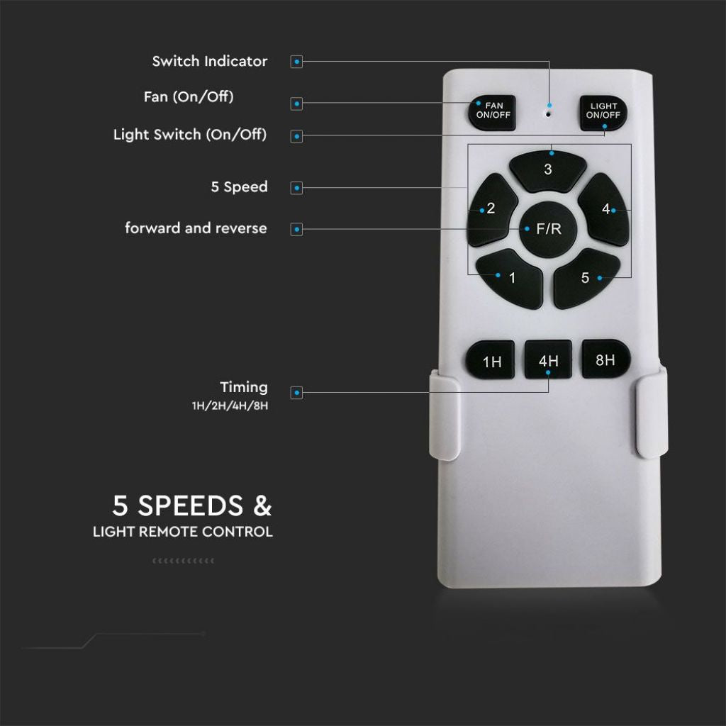 V-TAC Ventilatore LED da Soffitto 15W 3 in 1 con Motore a Corrente Continua da 35W con Telecomando 3 pale