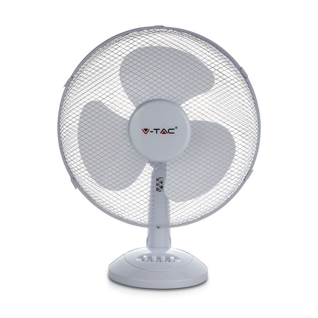 V-TAC Ventilatore da Scrivania 40W 3 Pale a 3 Velocità Rotante Colore Bianco (340mm)