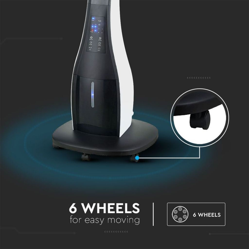 V-TAC Ventilatore Nebulizzatore LED 80W con 3 Pale da 17" Base Rotonda e Telecomando (Capacità 3.2L)