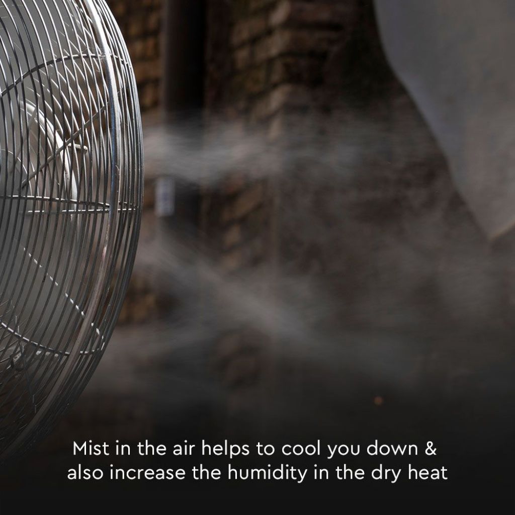 V-TAC Ventilatore Nebulizzatore LED 80W con 3 Pale da 17" Base Rotonda e Telecomando (Capacità 3.2L)