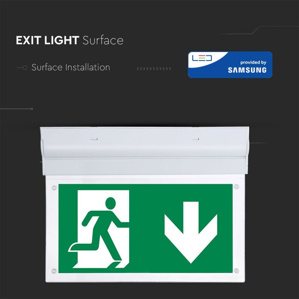 V-TAC PRO Lampada LED Chip Samsung di Emergenza 2W 16LED Montaggio a Plafone Base Inclinabile Modalità SA e SE 12h di Ricarica 6000K IP20