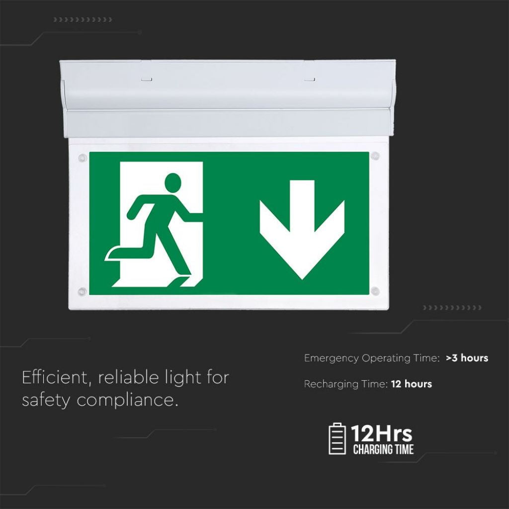 V-TAC PRO Lampada LED Chip Samsung di Emergenza 2W 16LED Montaggio a Plafone Base Inclinabile Modalità SA e SE 12h di Ricarica 6000K IP20