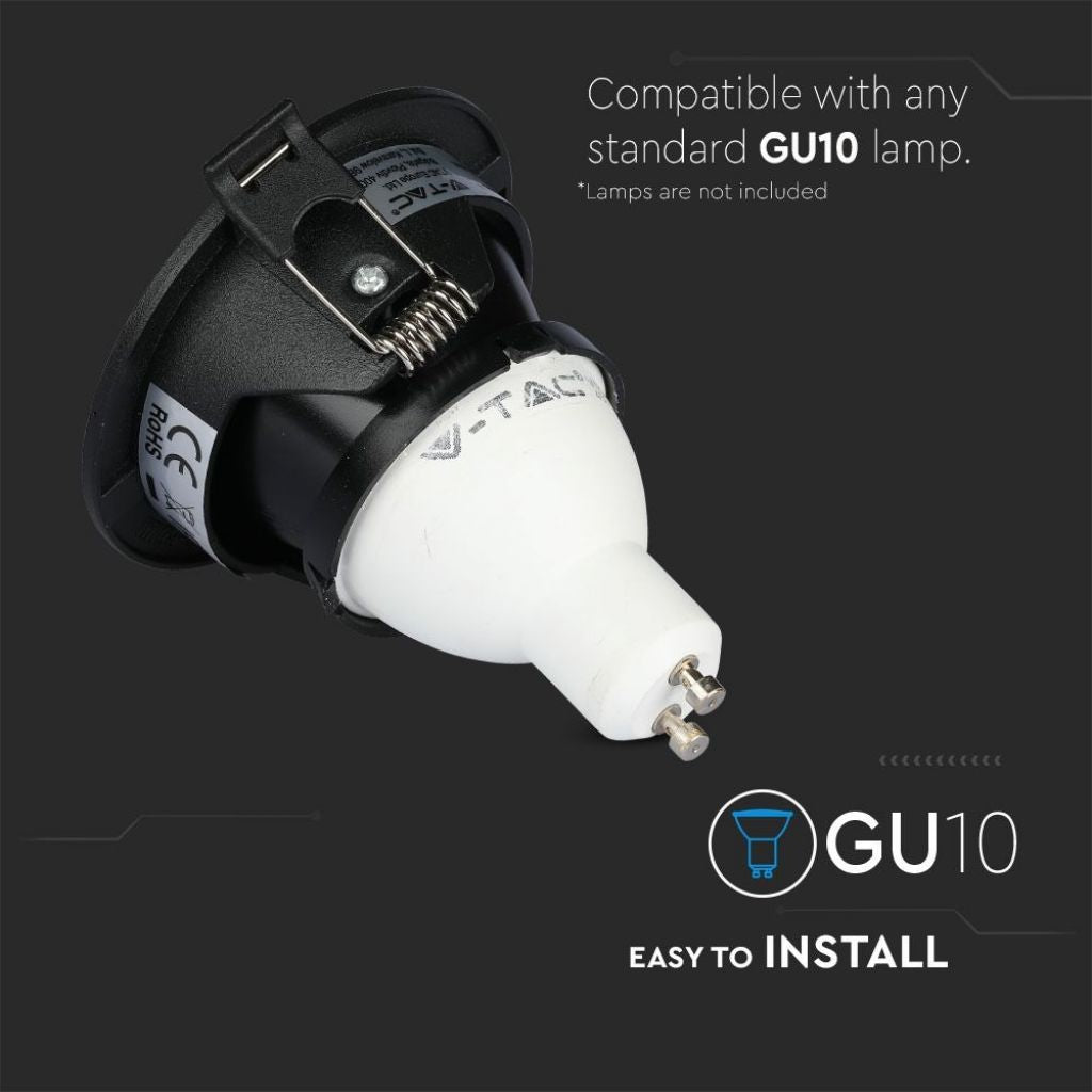 V-TAC Portafaretto LED da Incasso GU10 Rotondo Colore Nero con Interno Nero