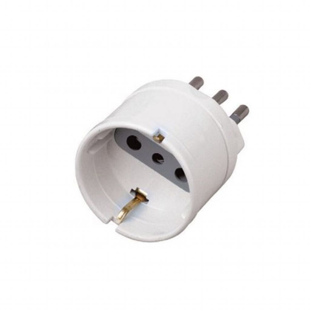 V-TAC Adattatore con Presa 10A 2P+T Bipasso/Schuko e Spina 10A 2P+T Colore Bianco